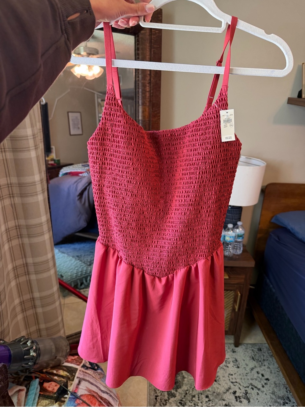 aerie NWT Smocked Mini Athletic Dress in Red, S